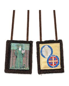 1 3/4" x 2" St. Benedict Brown Woven Scapular