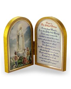 Our Lady of Fatima Standing Natural Wood Diptych
