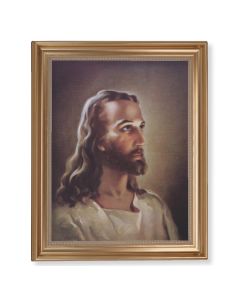 13 1/2" x 16 9/16" Gold Leaf Antique Finished Frame with 11" x 14" Sallman: Head of Christ Textured Art