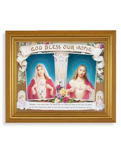 10" x 12" Gold Leaf Finish Beveled Frame with 8" x 10" House Blessing - Sacred Heart of Jesus Textured Art
