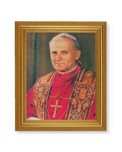 10" x 12" Gold Leaf Finish Beveled Frame with 8" x 10" Pope John Paul II Textured Art