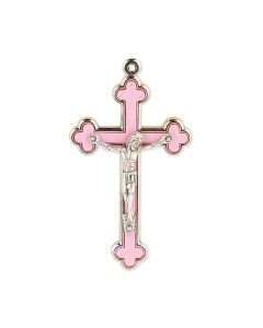 2" Cloverleaf  Pink Crucifix