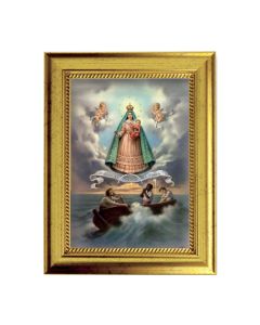 6 3/4" X 8 3/4" Gold Leaf Finish Frame with 5" X 7" Caridad del Cobre Textured Art