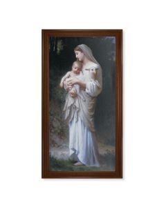 24" x 44" Walnut Finished Beveled Frame with a Bouguereau: Divine Innocence Textured Art