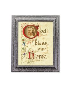 10 1/2" x 12 1/2" Grey Oak Finish Frame with an 8" x 10" Christ House Blessing Print