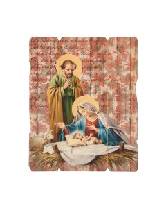 7 1/2" x 9" Nativity Holy Family Vintage Wood Plaque