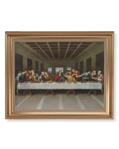 13 1/2" x 16 9/16" Gold Leaf Antique Finished Frame with 11" x 14"  Davinci: Last Supper Textured Art