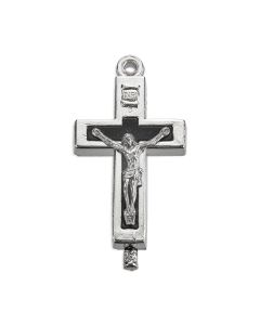 2" Silver Oxidized and Black Reliquary Crucifix