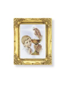 3" x 2" Antique Gold Frame with First Communion Boy Print-P65