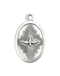 1" Oval Antiqued Silver Oxidized Holy Spirit Medal