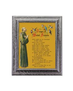 10 1/2" x 12 1/2" Grey Oak Finish Frame with an 8" x 10" Prayer of Saint Francis Print
