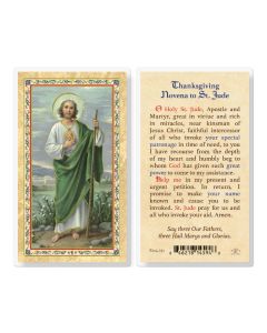 Thanksgiving Novena - St Jude Laminated Holy Card. Inc. of 25