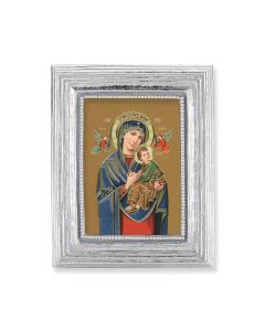 3 3/4" x 4 1/2" Silver Frame with a Our Lady of Perpetual Help Print-P65
