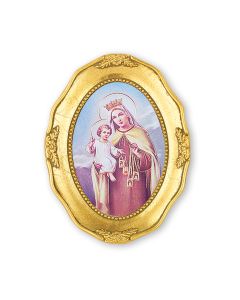 3 1/2" x 4 1/2" Gold Leaf Framed with an Our Lady of Mount Carmel Print-P65