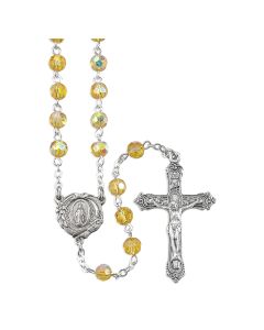 Topaz Aurora Borealis Bead Rosary, Boxed