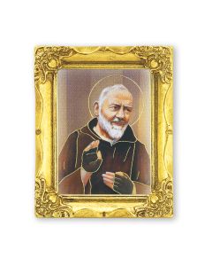 3" x 2" Antique Gold Frame with Saint Pio Print-P65