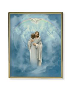8" x 10" Gold Plaque Frame with a Christ Welcoming Home Print