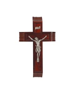 10" Dark Cherry Sick Call Crucifix with a Fine Pewter Corpus
