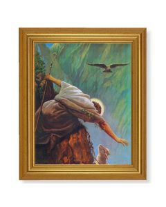10" x 12" Gold Leaf Finish Beveled Frame with 8" x 10" The Lost Sheep Textured Art