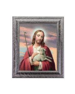 10 1/2" x 12 1/2" Grey Oak Finish Frame with an 8" x 10" Good Shephard Print