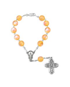 Round Orange Glass Bead Auto Rosary