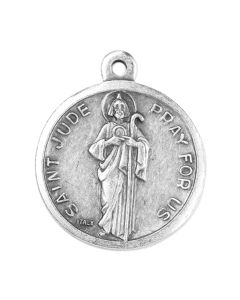 1 1/8" Saint Jude Medal in Antiqued Silver Finish