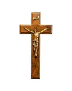 9" Walnut Cross with Museum Gold Tone Corpus