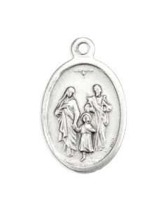 1" Oval Antiqued Silver Oxidized Holy Family Medal