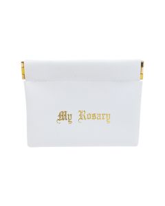 White Vinyl Leatherette Squeeze Rosary Case  (Inc. of 6) -P65