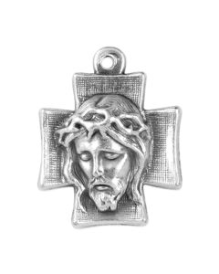 1" Ecce Homo -Head of Christ Medal in Antiqued Silver Finish