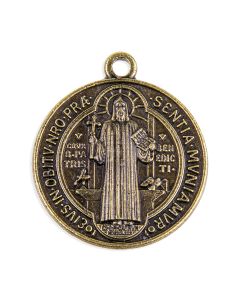 1 1/8" St. Benedict Jubilee Medal in Antiqued Bronze Finish