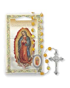 Gold Crystal Bead Our Lady of Guadalupe Specialty Rosary Boxed