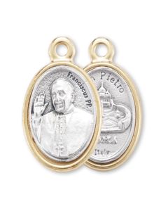 Gold Rimmed Silver Pope Francis Medal  