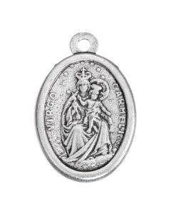 1" Oval Oxidized Our Lady of Mount Carmel Scapular - Sacred Heart  Medal  sold in inc of 25