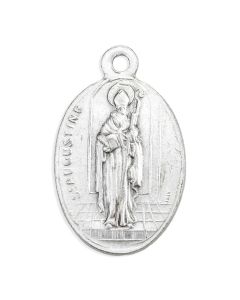 1" Oval Oxidized St. Augustine Medal with Pray for Us on Reverse Side  sold in inc of 25