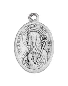 1" Oval Antiqued Silver Oxidized Saint Bridget Medal