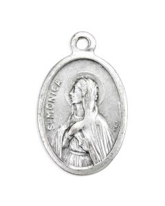 1" Oval Oxidized St. Monica Medal with Pray for Us on Reverse Side  sold in inc of 25