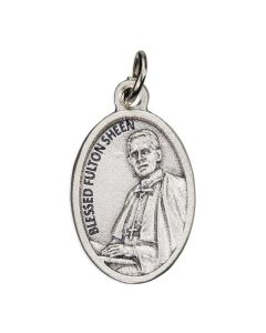 1" Oval Oxidized Blessed Fulton Sheen (Bust) Medal with Pray for Us on Reverse Side sold in inc of 25