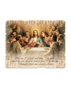 5 1/4" x 4 1/4 " Last Supper Small Vintage Wooden Plaque