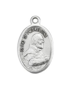 1" Oval Antiqued Silver Oxidized Saint Padre Pio Medal