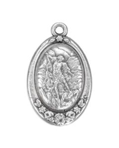 1.7 cm Silver Oxidized Medal with St. Michael and Guardian Angel on Reverse