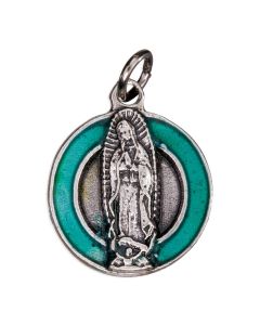 O.L. of Guadalupe (full figure) Medal with Green Epoxy