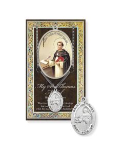 Saint Thomas Genuine Pewter Medal on a 24" Chain with Biography and Picture Folder