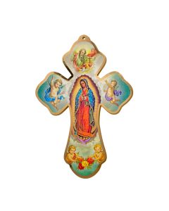 7" O.L. of Guadalupe Full Image Cross with Holy Spirit and Cherubs