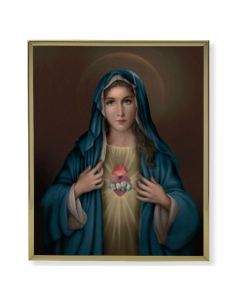 11" x 14" Gold Plaque Frame with a Immaculate Heart of Mary (Dark) Print