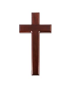 10" Dark Cherry Wood Cross Boxed
