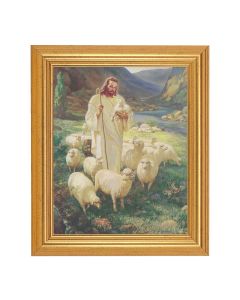 8" x 10" Sallman: Good Shepherd Print With 10" x 12" Gold Leaf Finish Beveled Frame 