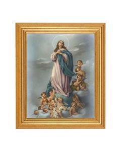 8"X10" Our Lady Of Immaculate Conception Print With 10" x 12" Gold Leaf Finish Beveled Frame 