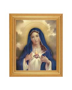 8" x 10" Immaculate Heart of Mary Print With 10" x 12" Gold Leaf Finish Beveled Frame 