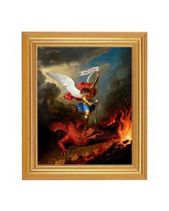 8" x 10" Archangel Saint Michael-Defeating the Dragon Print With 10" x 12" Gold Leaf Finish Beveled Frame 